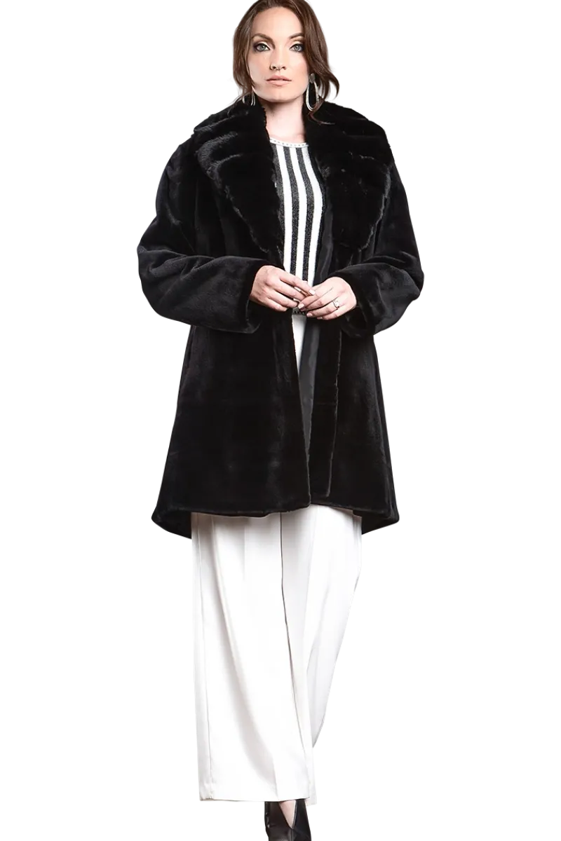 Discount Reversible Fitted Sheared Mid Length Mink Fur Coat - Chinchilla Shawl Collar Women Mink|Fur Coats