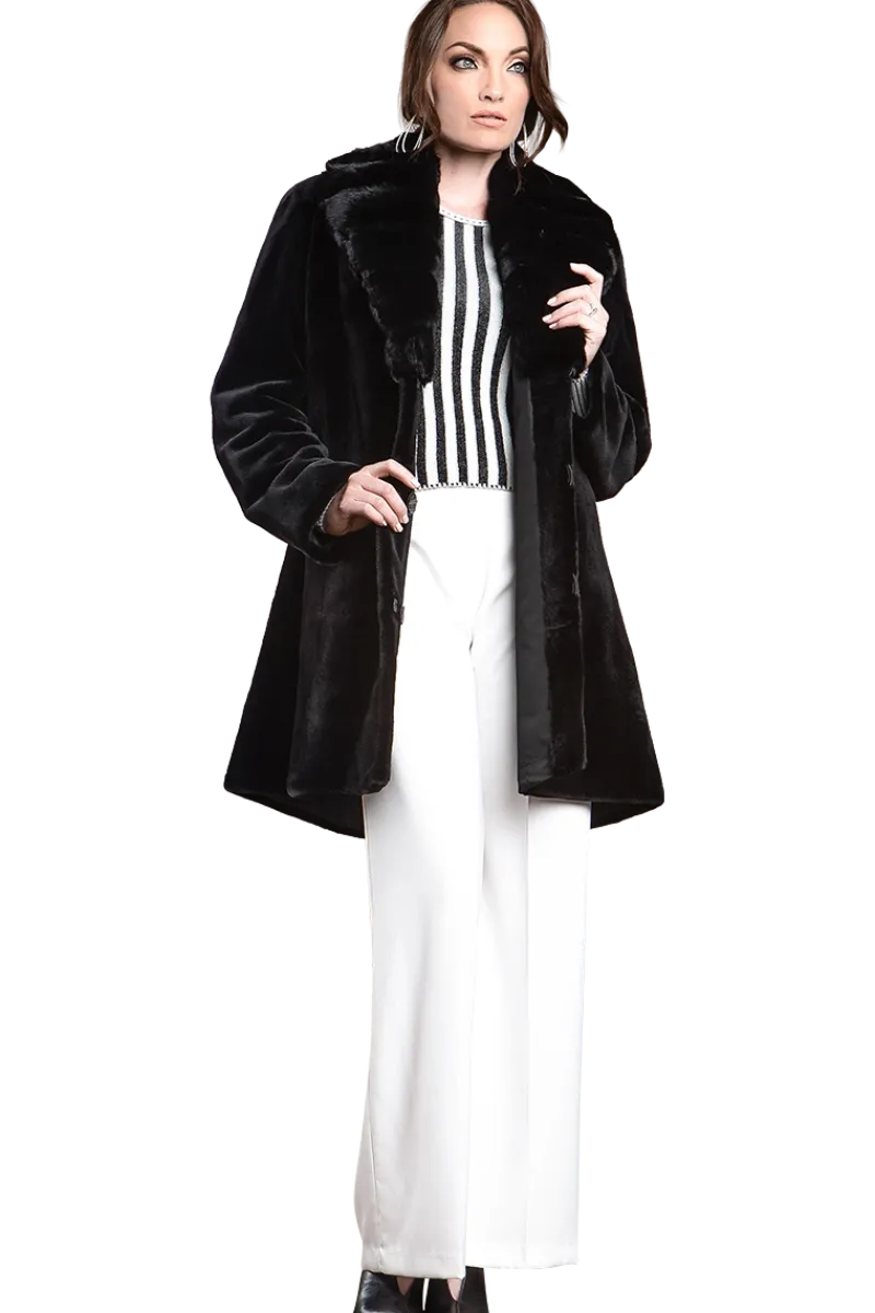 Discount Reversible Fitted Sheared Mid Length Mink Fur Coat - Chinchilla Shawl Collar Women Mink|Fur Coats