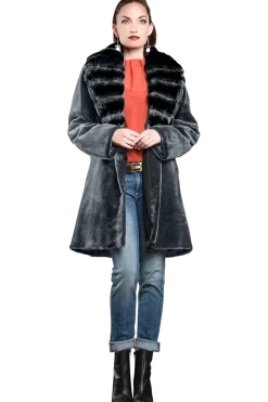 Discount Reversible Fitted Sheared Mid Length Mink Fur Coat - Chinchilla Shawl Collar Women Mink|Fur Coats