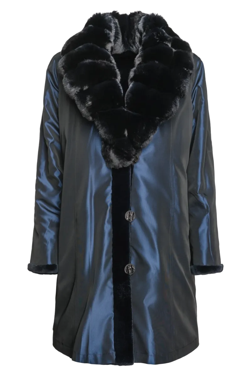 Discount Reversible Fitted Sheared Mid Length Mink Fur Coat - Chinchilla Shawl Collar Women Mink|Fur Coats