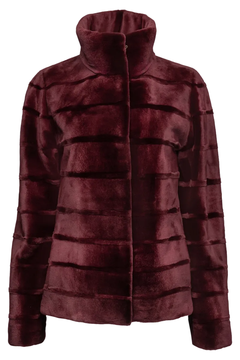 Reversible Horizontal Striped Sheared Mink Fur Jacket Women Fur Jackets
