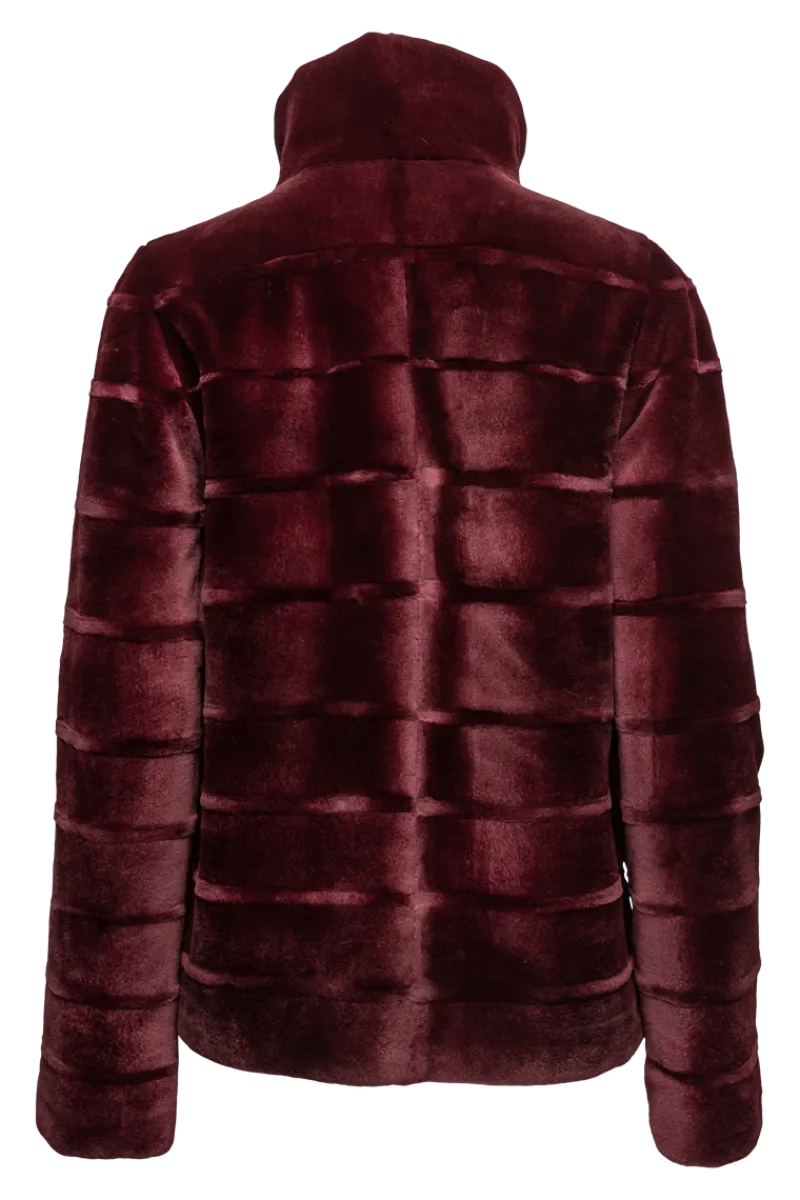 Reversible Horizontal Striped Sheared Mink Fur Jacket Women Fur Jackets