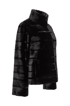 Reversible Horizontal Striped Sheared Mink Fur Jacket Women Fur Jackets