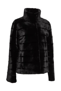 Reversible Horizontal Striped Sheared Mink Fur Jacket Women Fur Jackets
