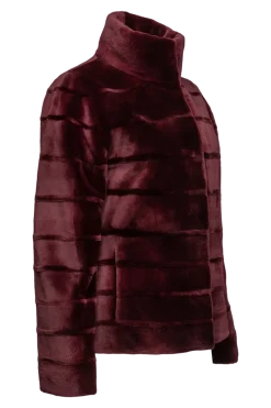 Reversible Horizontal Striped Sheared Mink Fur Jacket Women Fur Jackets