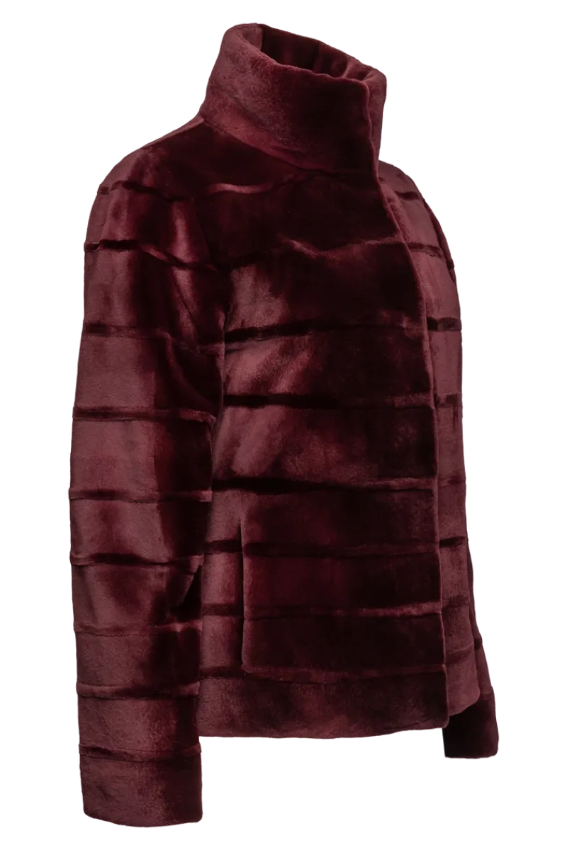 Reversible Horizontal Striped Sheared Mink Fur Jacket Women Fur Jackets