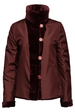 Reversible Horizontal Striped Sheared Mink Fur Jacket Women Fur Jackets