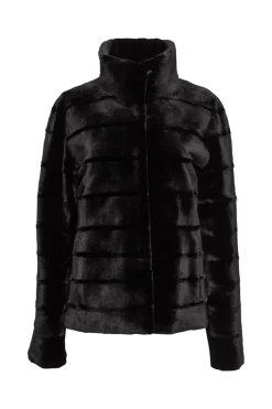 Reversible Horizontal Striped Sheared Mink Fur Jacket Women Fur Jackets