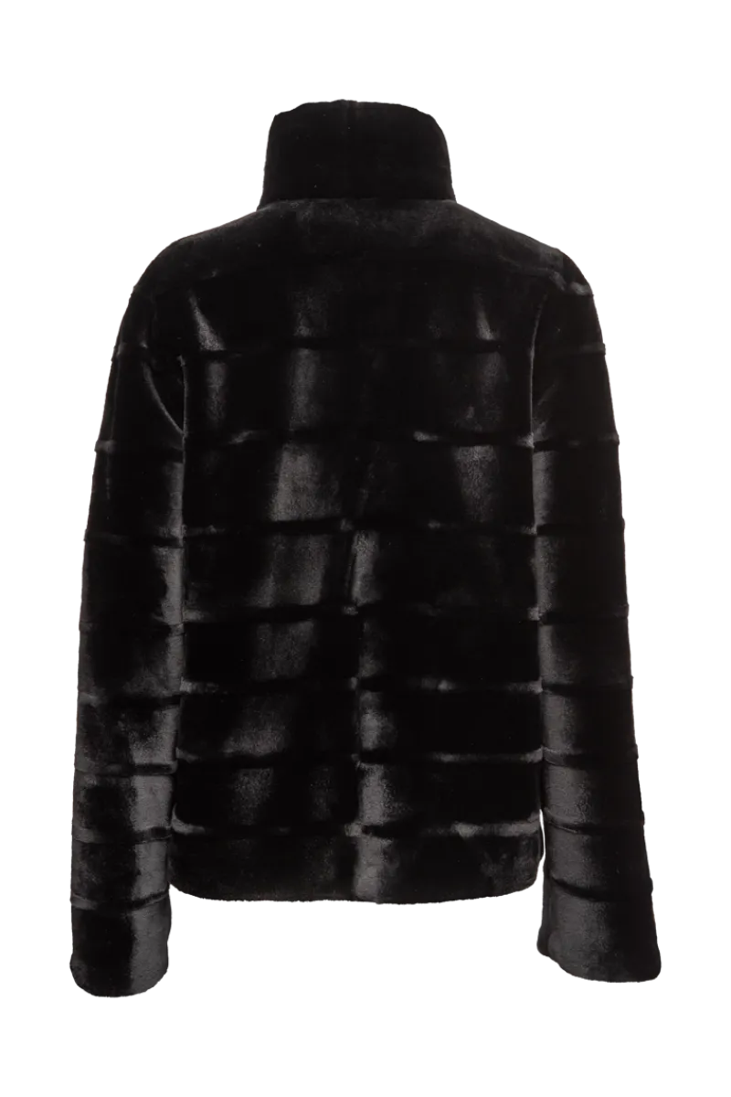 Reversible Horizontal Striped Sheared Mink Fur Jacket Women Fur Jackets