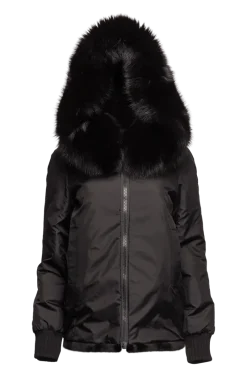 Best Reversible Plaid & Sheared Mink Fur Jacket - Fox Trimmed Hood Women Mink|Fur Jackets