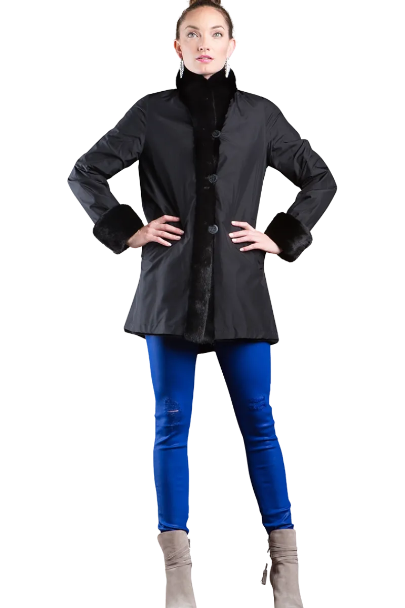 Clearance Reversible Sheared & Long Haired Mink Fur Jacket Women Mink|Fur Jackets