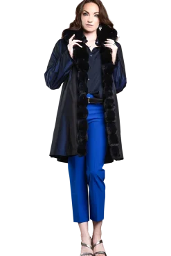 Discount Reversible Sheared Mink and Chinchilla Fitted Mid-Length Fur Coat Women Mink|Fur Coats