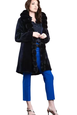 Discount Reversible Sheared Mink and Chinchilla Fitted Mid-Length Fur Coat Women Mink|Fur Coats