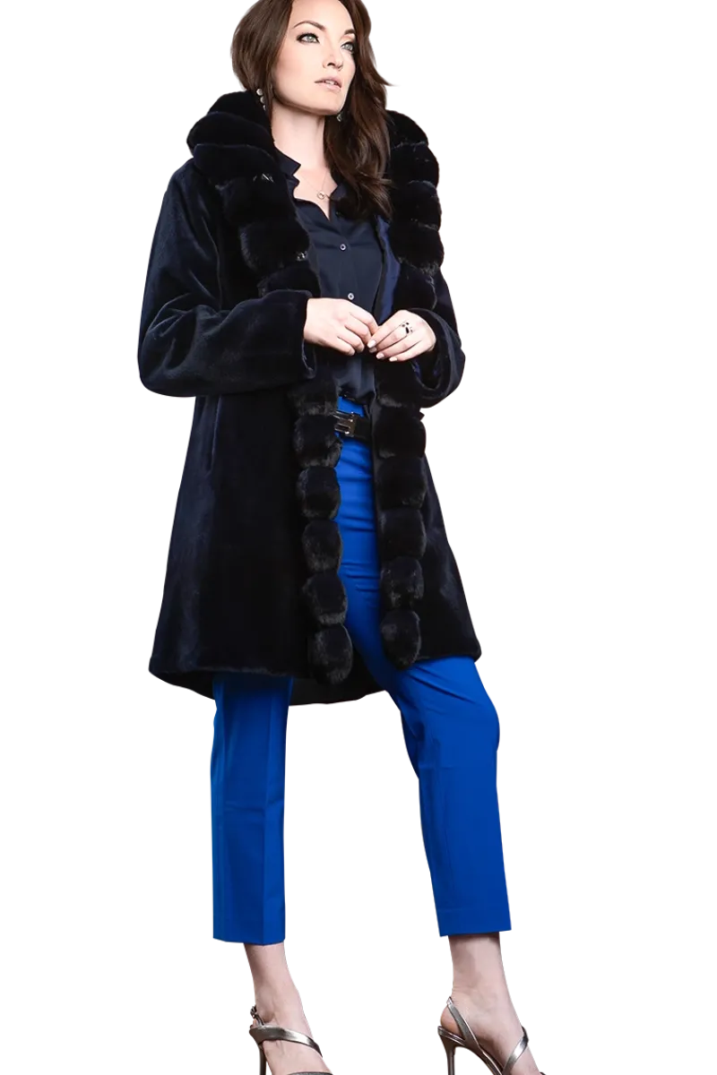 Discount Reversible Sheared Mink and Chinchilla Fitted Mid-Length Fur Coat Women Mink|Fur Coats