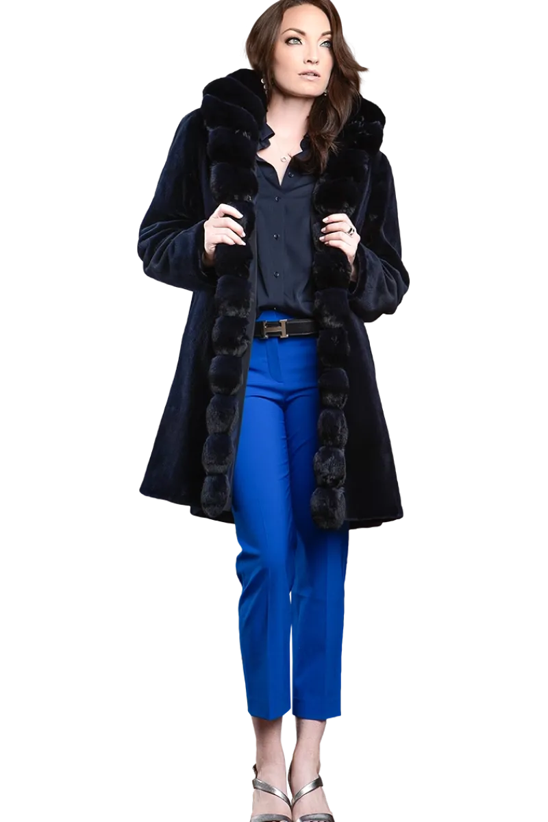 Discount Reversible Sheared Mink and Chinchilla Fitted Mid-Length Fur Coat Women Mink|Fur Coats