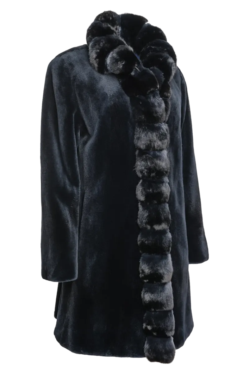 Discount Reversible Sheared Mink and Chinchilla Fitted Mid-Length Fur Coat Women Mink|Fur Coats