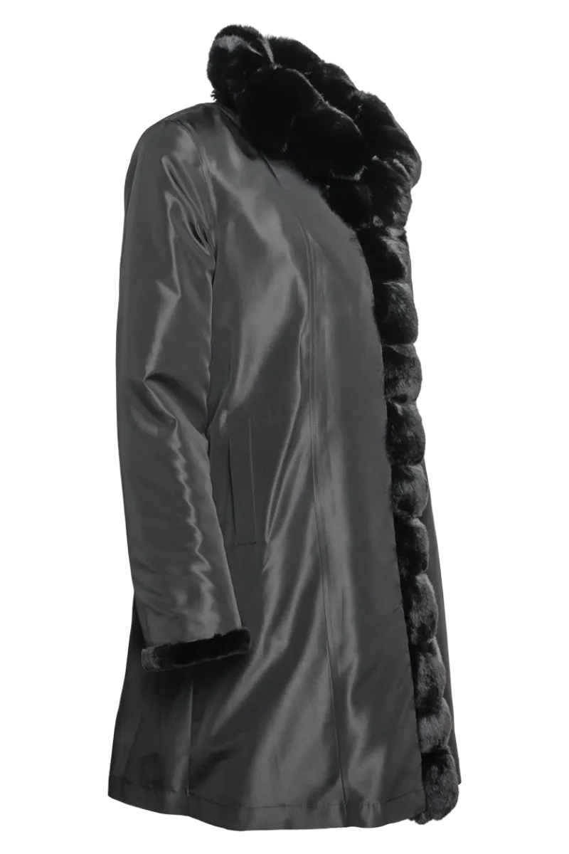 Discount Reversible Sheared Mink and Chinchilla Fitted Mid-Length Fur Coat Women Mink|Fur Coats