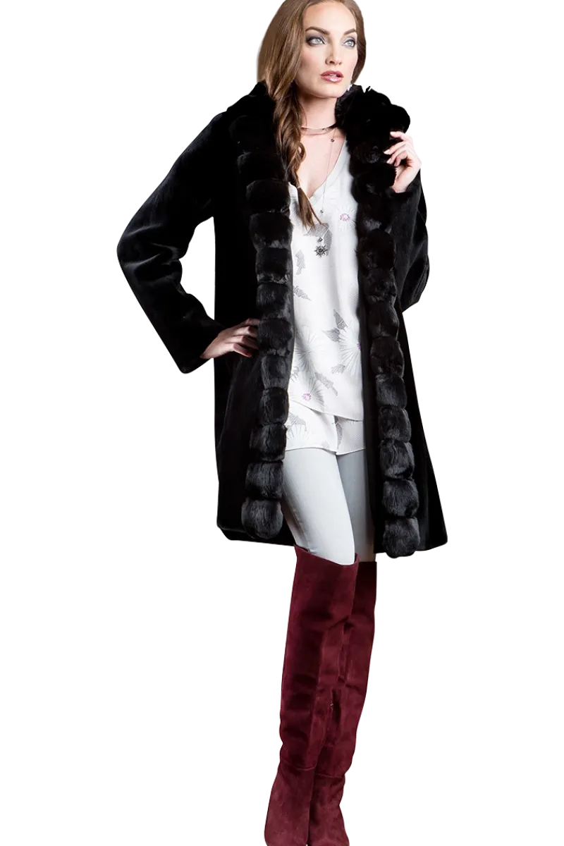 Discount Reversible Sheared Mink and Chinchilla Fitted Mid-Length Fur Coat Women Mink|Fur Coats