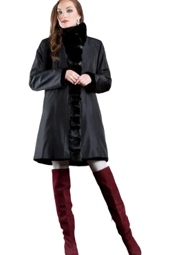 Discount Reversible Sheared Mink and Chinchilla Fitted Mid-Length Fur Coat Women Mink|Fur Coats