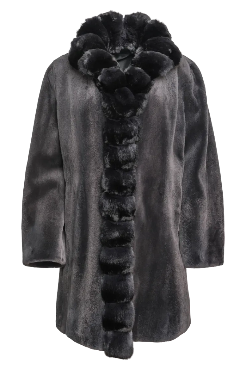 Discount Reversible Sheared Mink and Chinchilla Fitted Mid-Length Fur Coat Women Mink|Fur Coats