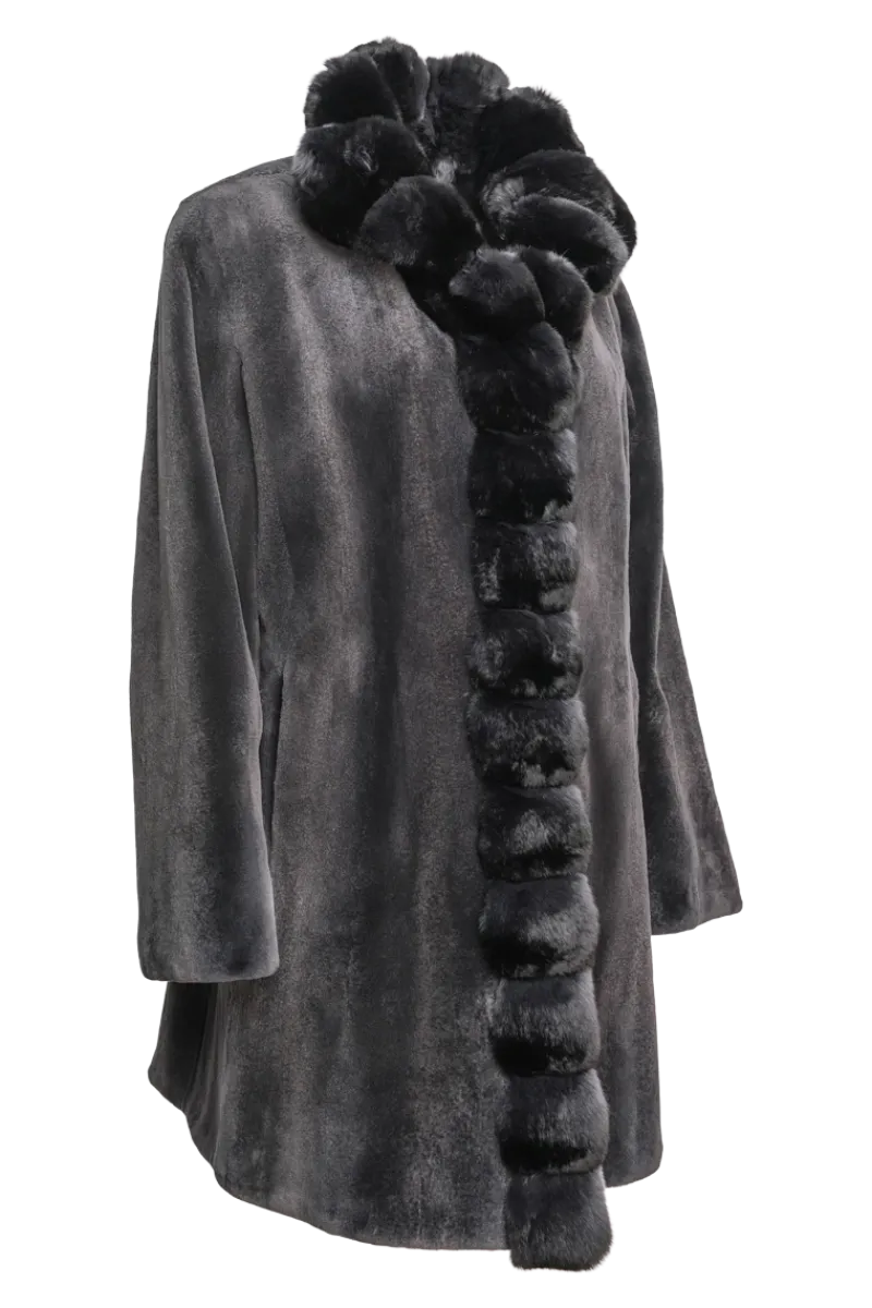 Discount Reversible Sheared Mink and Chinchilla Fitted Mid-Length Fur Coat Women Mink|Fur Coats