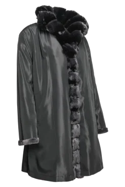 Discount Reversible Sheared Mink and Chinchilla Fitted Mid-Length Fur Coat Women Mink|Fur Coats