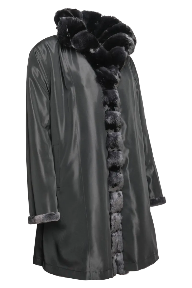 Discount Reversible Sheared Mink and Chinchilla Fitted Mid-Length Fur Coat Women Mink|Fur Coats