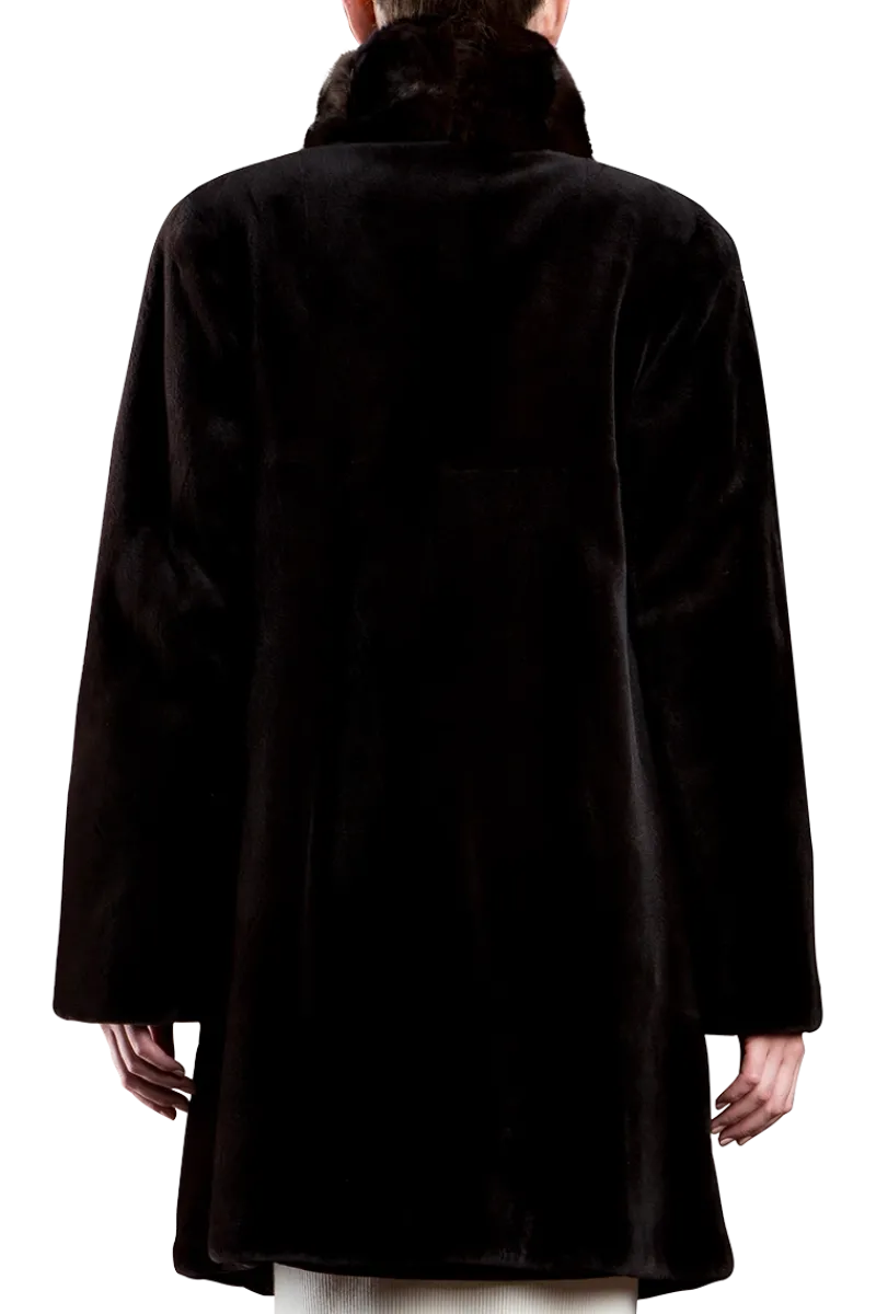 Discount Reversible Sheared Mink and Chinchilla Fitted Mid-Length Fur Coat Women Mink|Fur Coats