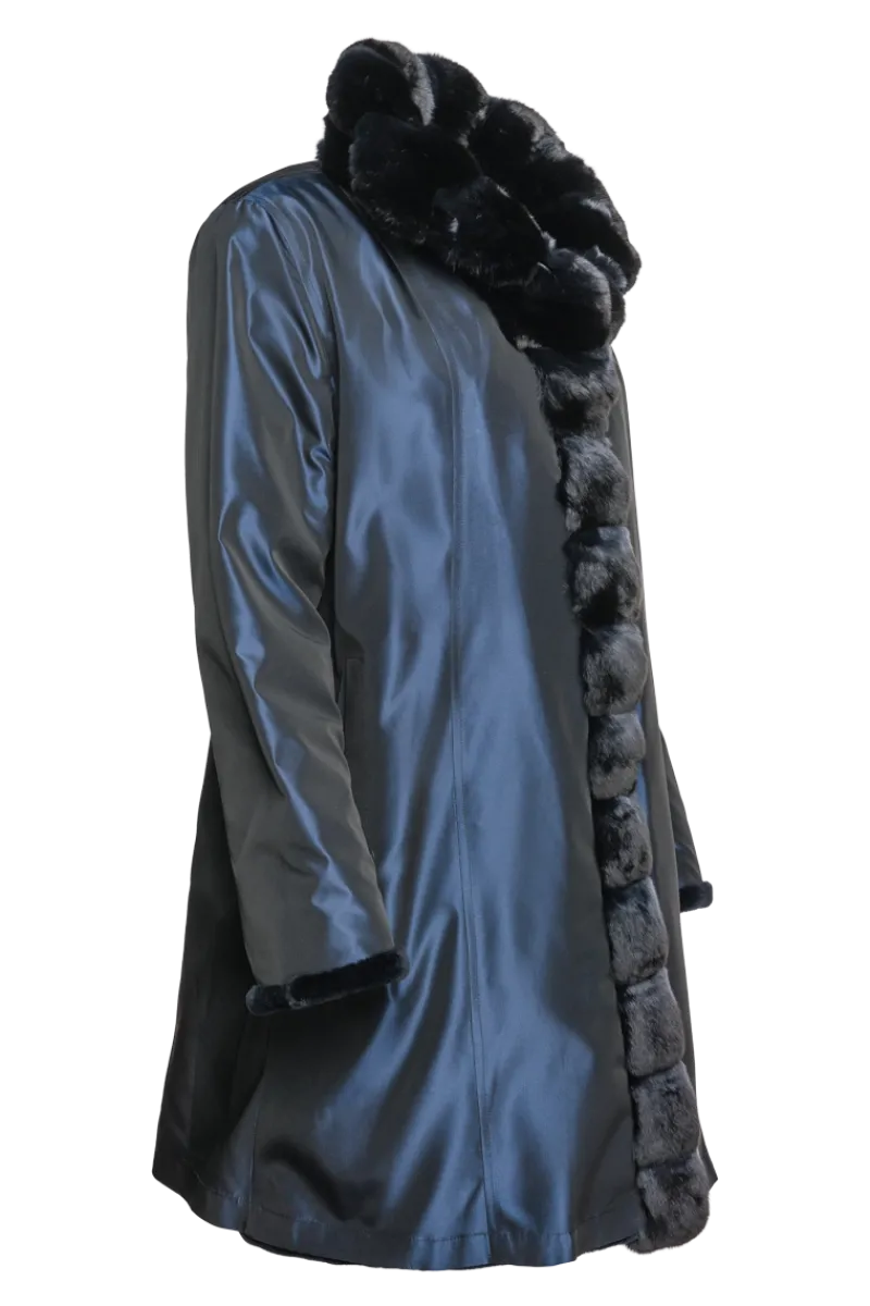 Discount Reversible Sheared Mink and Chinchilla Fitted Mid-Length Fur Coat Women Mink|Fur Coats