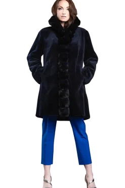 Discount Reversible Sheared Mink and Chinchilla Fitted Mid-Length Fur Coat Women Mink|Fur Coats