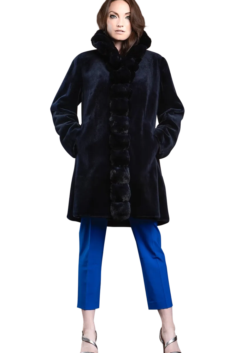 Discount Reversible Sheared Mink and Chinchilla Fitted Mid-Length Fur Coat Women Mink|Fur Coats