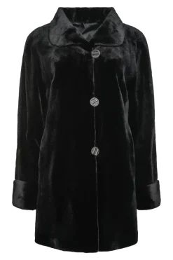 Clearance Reversible Sheared Mink Mid-Length Fur Coat - Wing Collar - TB Cuff Women Mink|Fur Coats