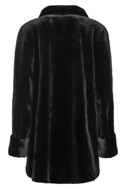 Clearance Reversible Sheared Mink Mid-Length Fur Coat - Wing Collar - TB Cuff Women Mink|Fur Coats