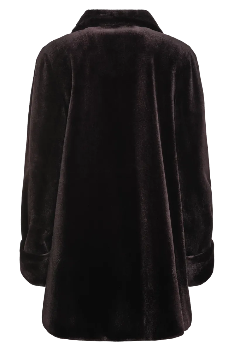 Clearance Reversible Sheared Mink Mid-Length Fur Coat - Wing Collar - TB Cuff Women Mink|Fur Coats