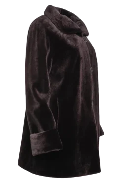 Clearance Reversible Sheared Mink Mid-Length Fur Coat - Wing Collar - TB Cuff Women Mink|Fur Coats