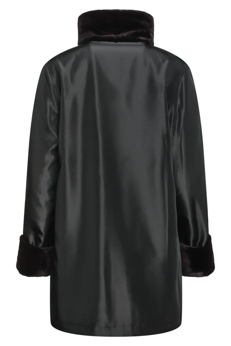 Clearance Reversible Sheared Mink Mid-Length Fur Coat - Wing Collar - TB Cuff Women Mink|Fur Coats
