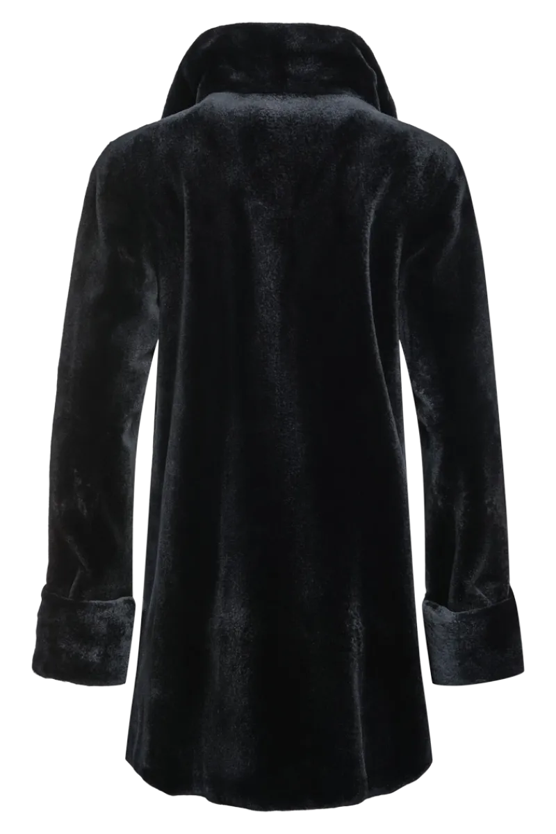 Clearance Reversible Sheared Mink Mid-Length Fur Coat - Wing Collar - TB Cuff Women Mink|Fur Coats