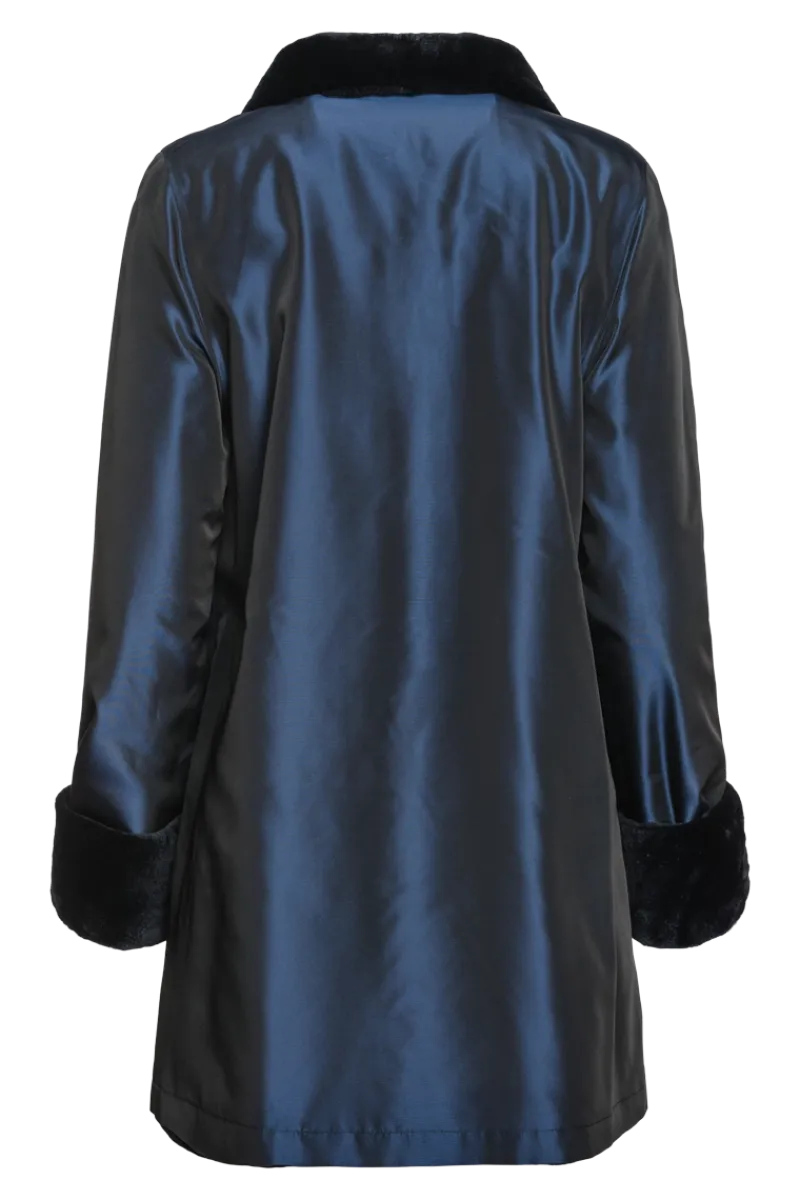 Clearance Reversible Sheared Mink Mid-Length Fur Coat - Wing Collar - TB Cuff Women Mink|Fur Coats