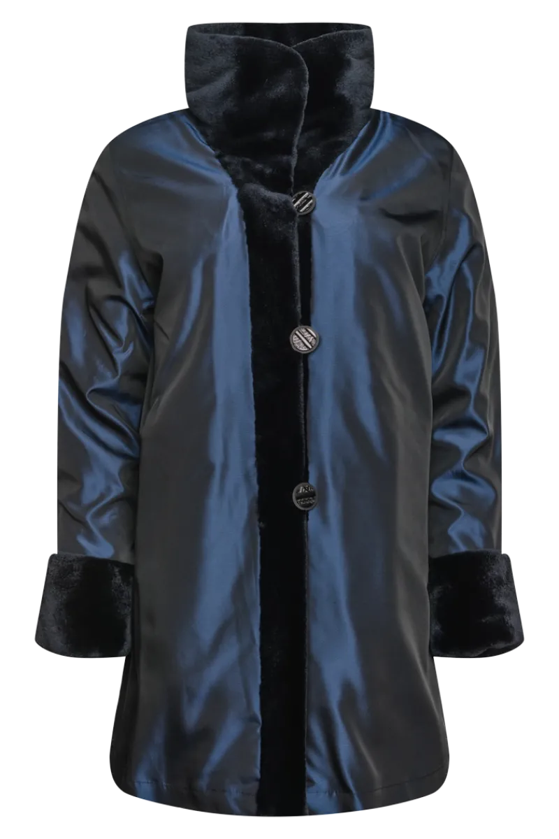 Clearance Reversible Sheared Mink Mid-Length Fur Coat - Wing Collar - TB Cuff Women Mink|Fur Coats