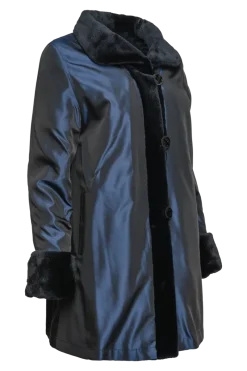 Clearance Reversible Sheared Mink Mid-Length Fur Coat - Wing Collar - TB Cuff Women Mink|Fur Coats
