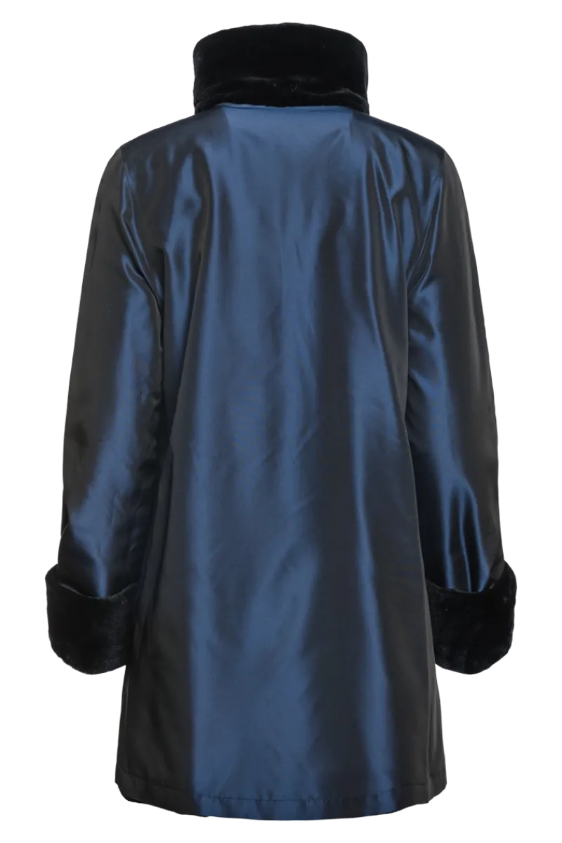 Clearance Reversible Sheared Mink Mid-Length Fur Coat - Wing Collar - TB Cuff Women Mink|Fur Coats
