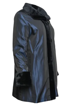 Clearance Reversible Sheared Mink Mid-Length Fur Coat - Wing Collar - TB Cuff Women Mink|Fur Coats