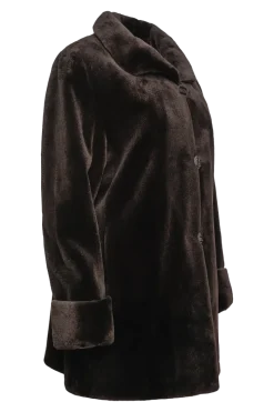 Clearance Reversible Sheared Mink Mid-Length Fur Coat - Wing Collar - TB Cuff Women Mink|Fur Coats