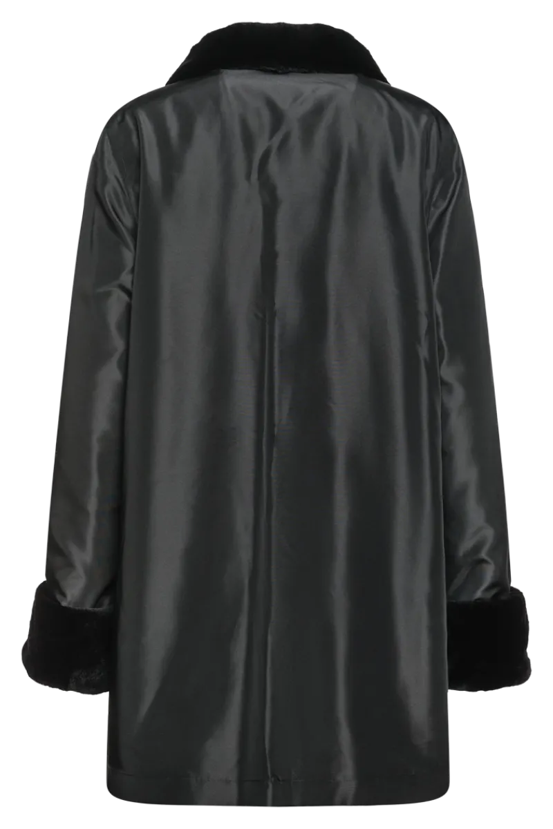 Clearance Reversible Sheared Mink Mid-Length Fur Coat - Wing Collar - TB Cuff Women Mink|Fur Coats