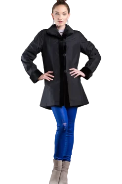 Clearance Reversible Sheared Mink Mid-Length Fur Coat - Wing Collar - TB Cuff Women Mink|Fur Coats