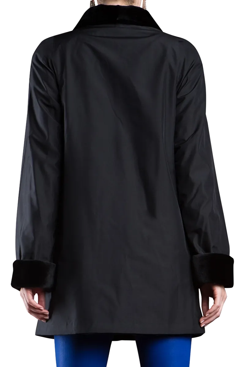 Clearance Reversible Sheared Mink Mid-Length Fur Coat - Wing Collar - TB Cuff Women Mink|Fur Coats