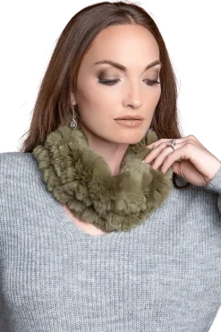 Hot Rex Rabbit Fur Funnel Women Scarves|Rex Rabbit