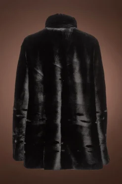 Hot Ribbon Pattern Sheared Mink Fur Jacket Women Fur Jackets