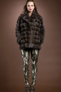 Best Russian Horizontal Sable Fur Jacket Women Fur Jackets