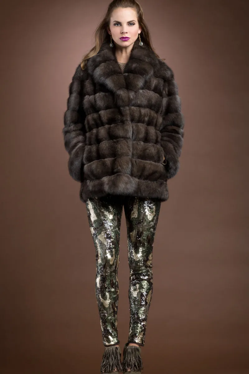 Best Russian Horizontal Sable Fur Jacket Women Fur Jackets